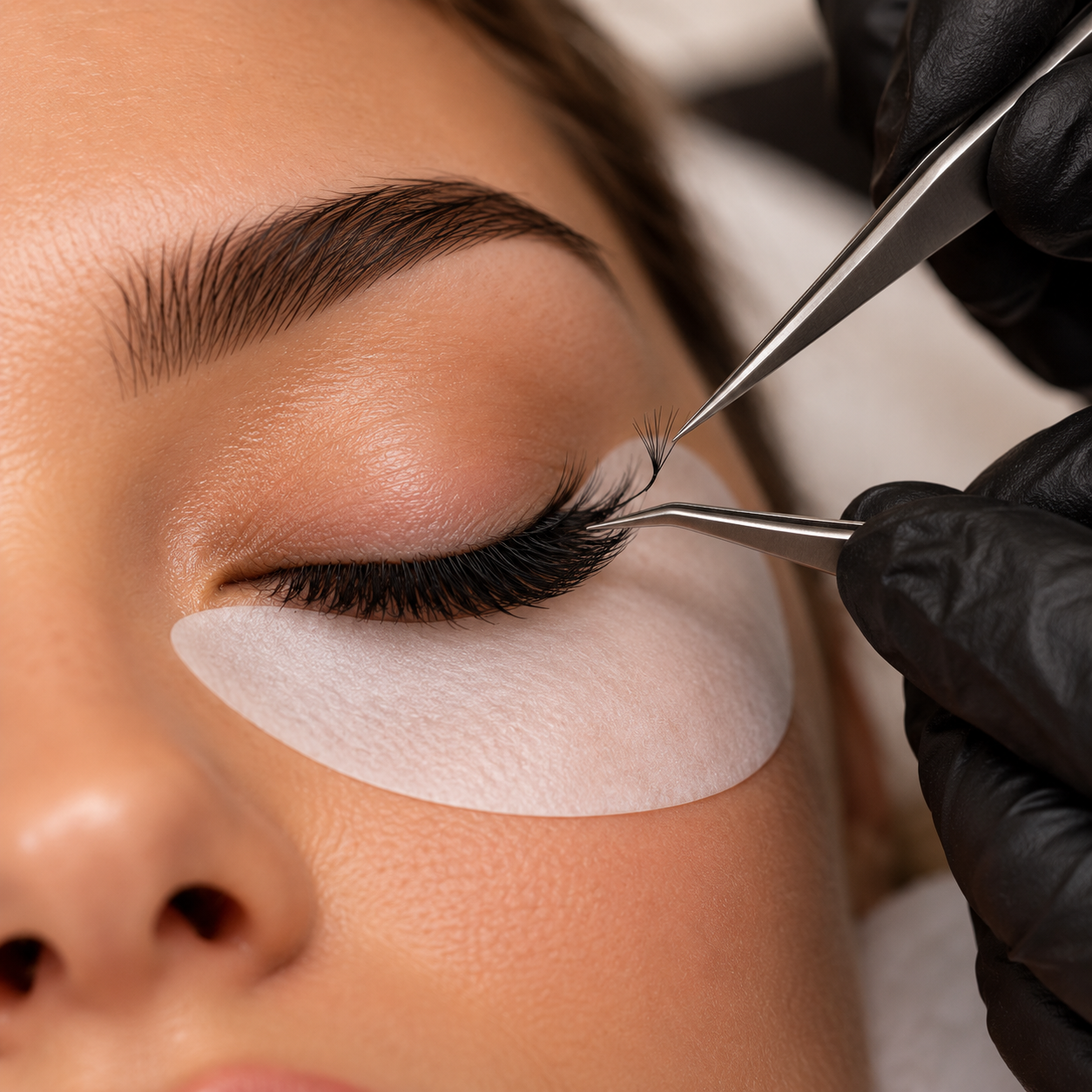 Professional eyelash extension application