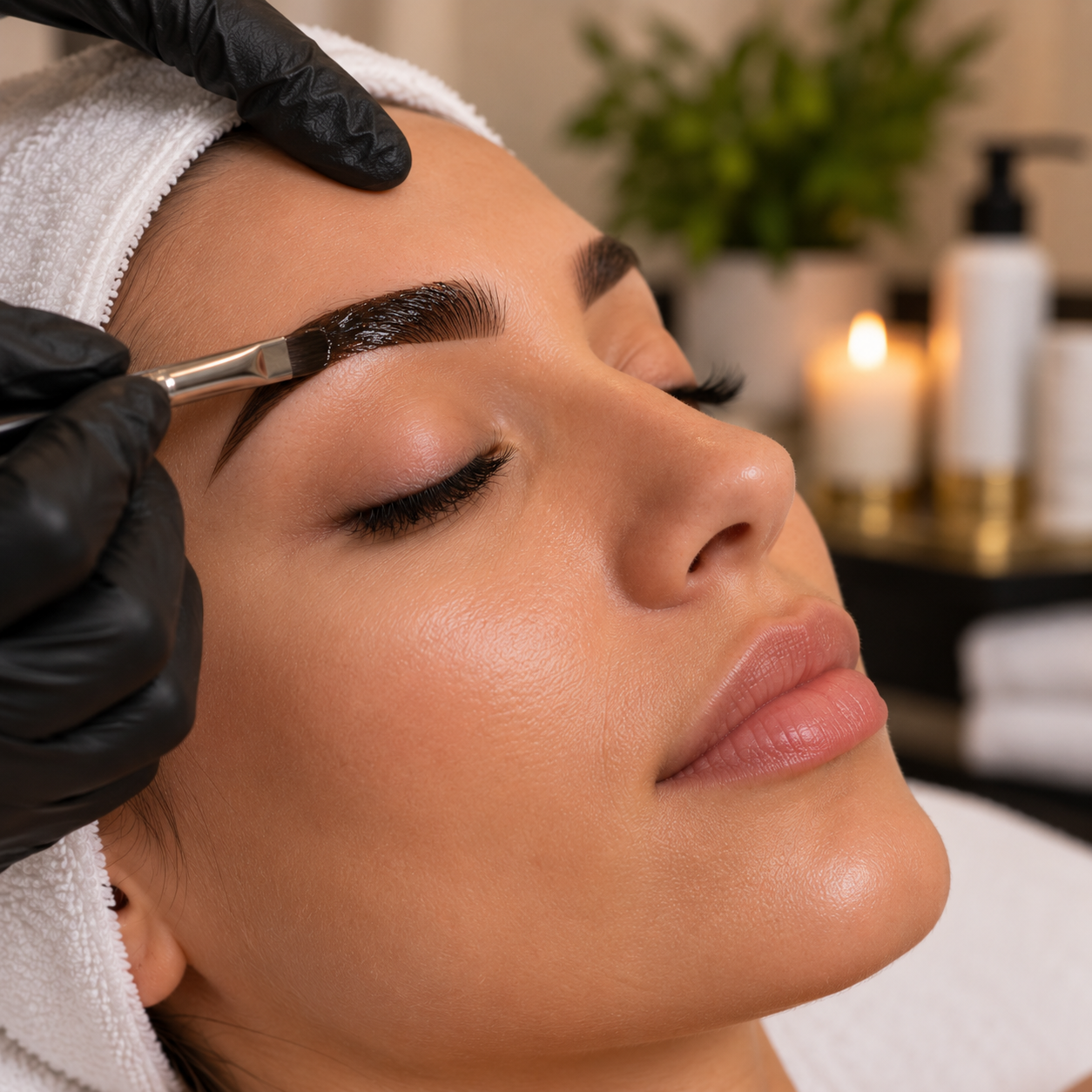 Professional eyebrow tinting service at Bradford Tanning Salon