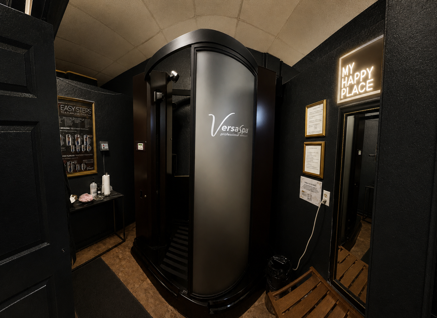 VersaSpa automated spray tan booth at Bradford Tanning Salon in Haverhill Massachusetts